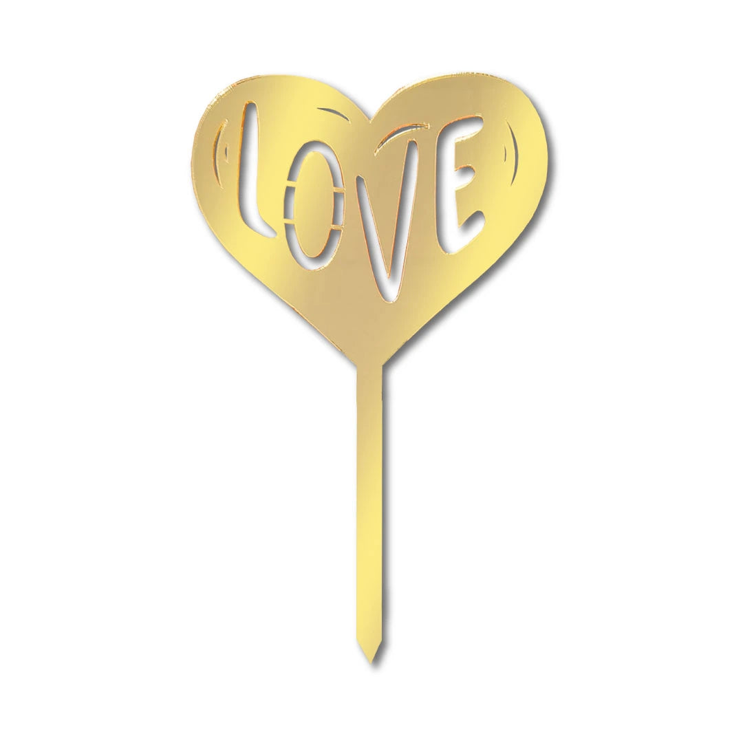 Cake-Topper "Love mit Herz" Gold