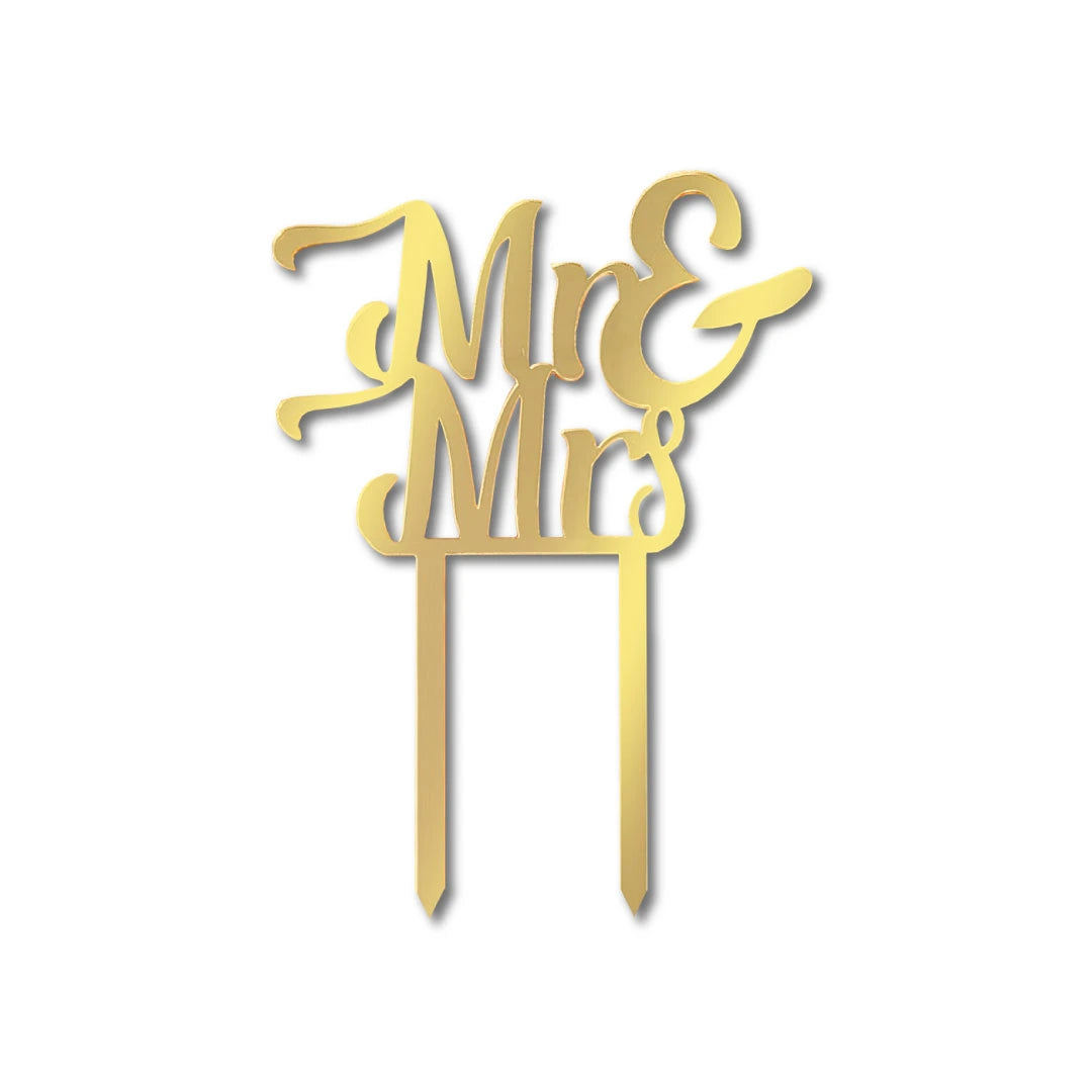 Cake-Topper "Mr&Mrs" Gold