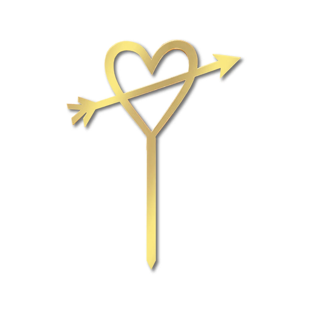 Cake Topper Numbers Gold Heart