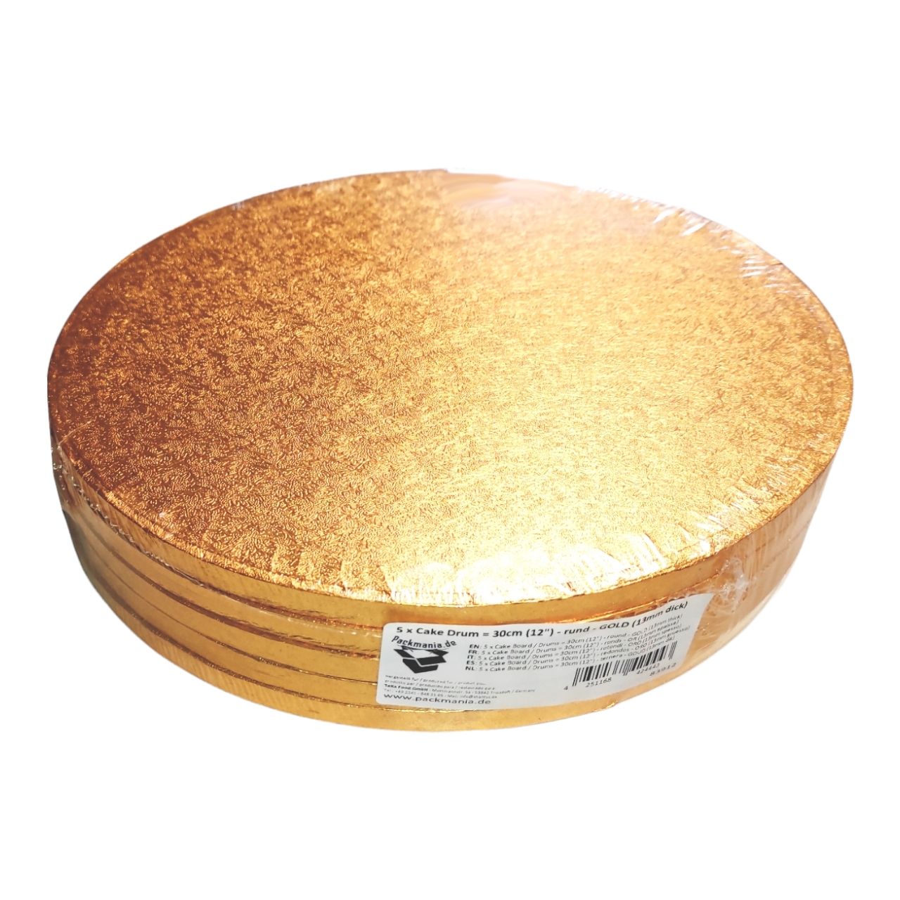 5 x Cakeboard 30 cm round GOLD