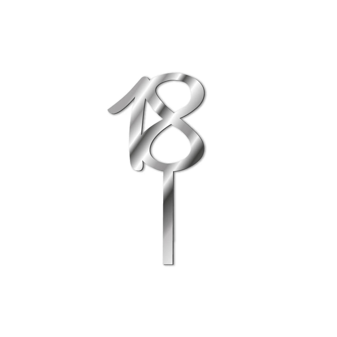 Cake topper numbers silver-18