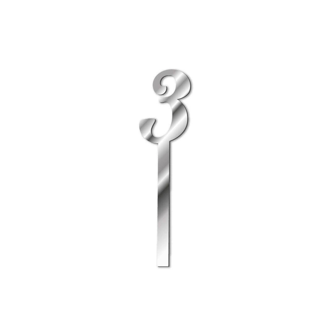 Cake topper numbers silver-3