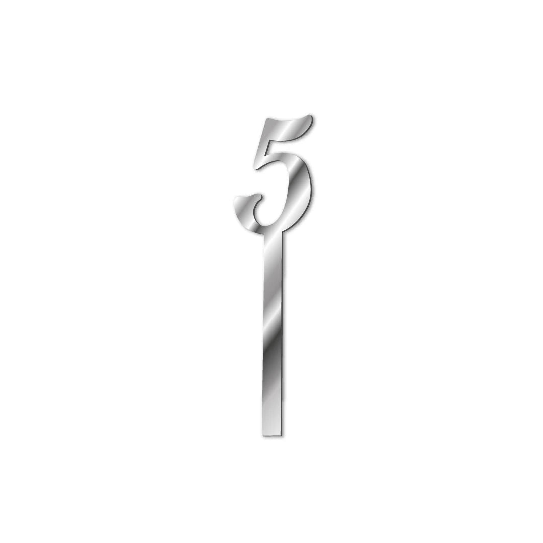 Cake topper numbers silver-5