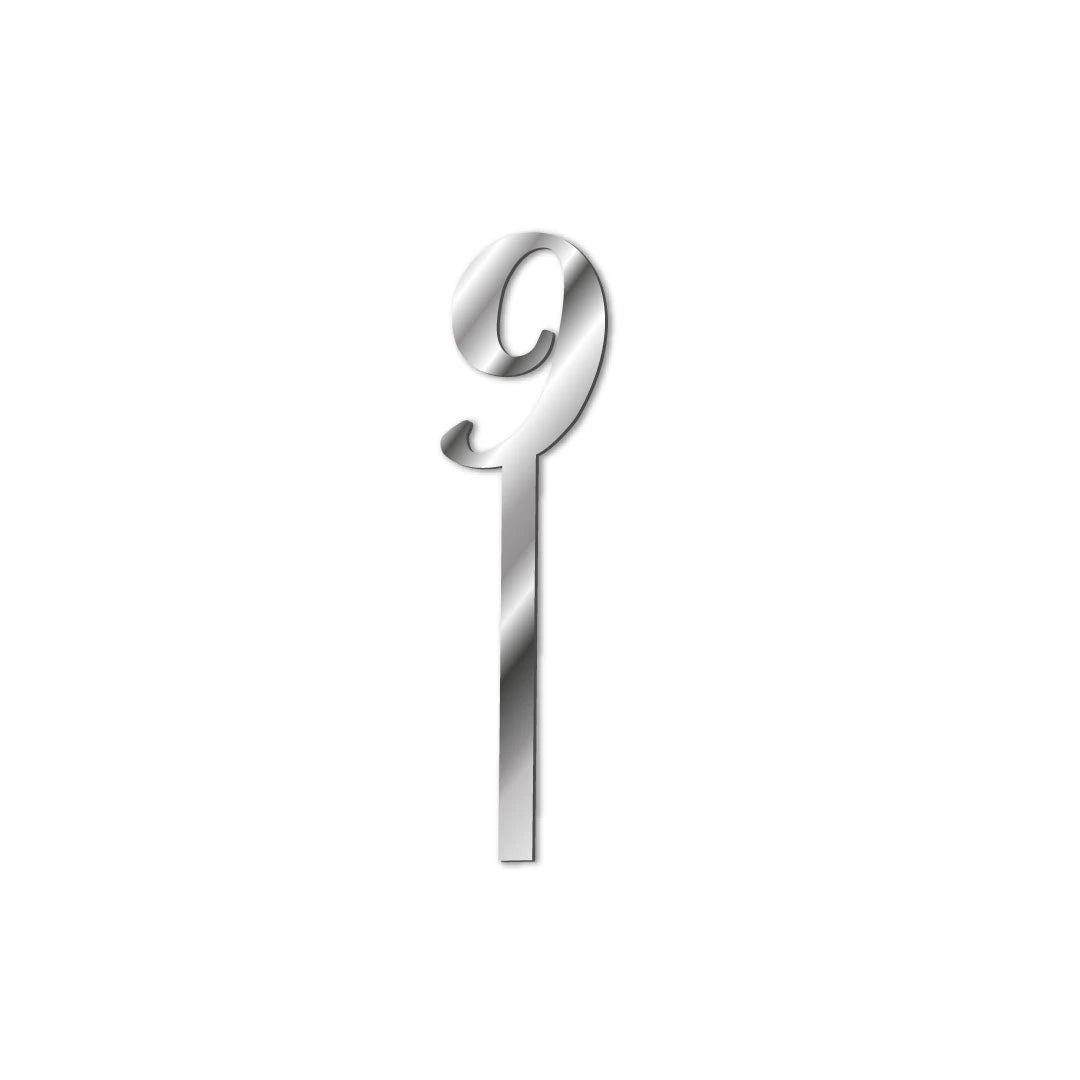 Cake topper numbers silver-9