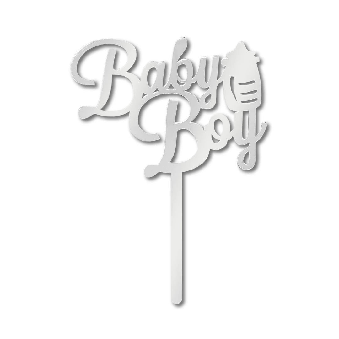 Cake Topper zahlen Silber-Baby-Boy