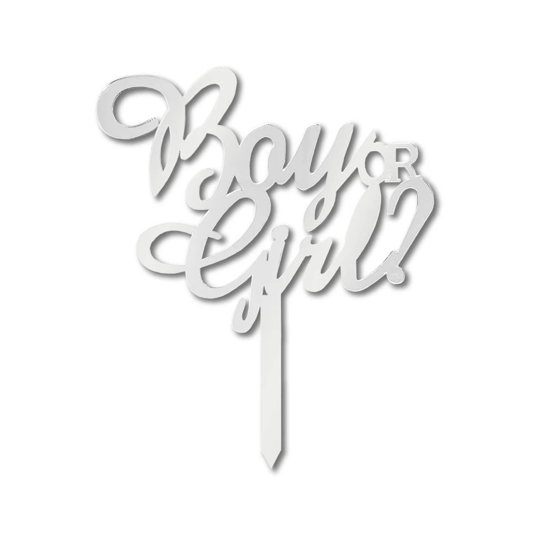 Cake topper "BoyOrGirl" silver