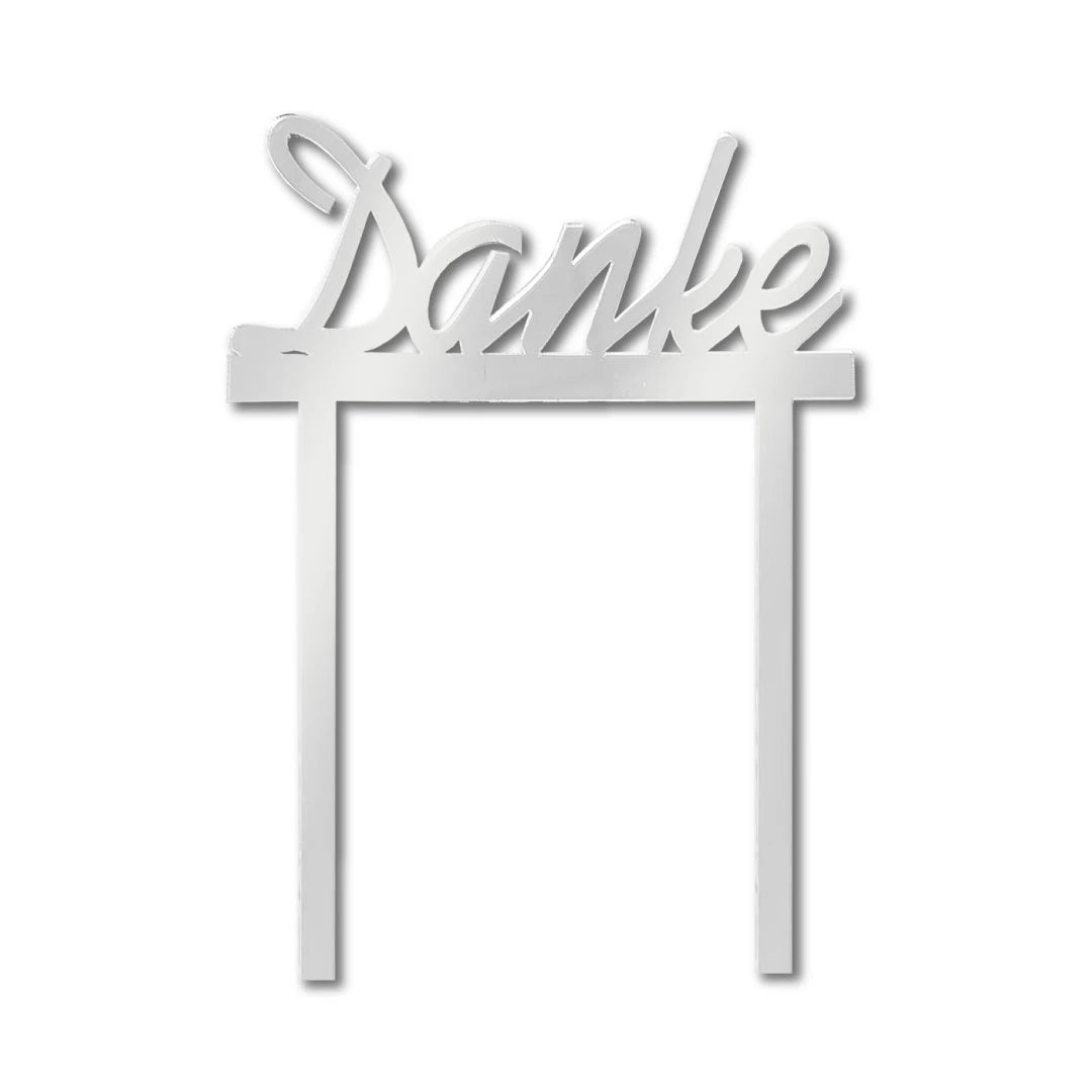 Cake Topper zahlen Silber-Danke