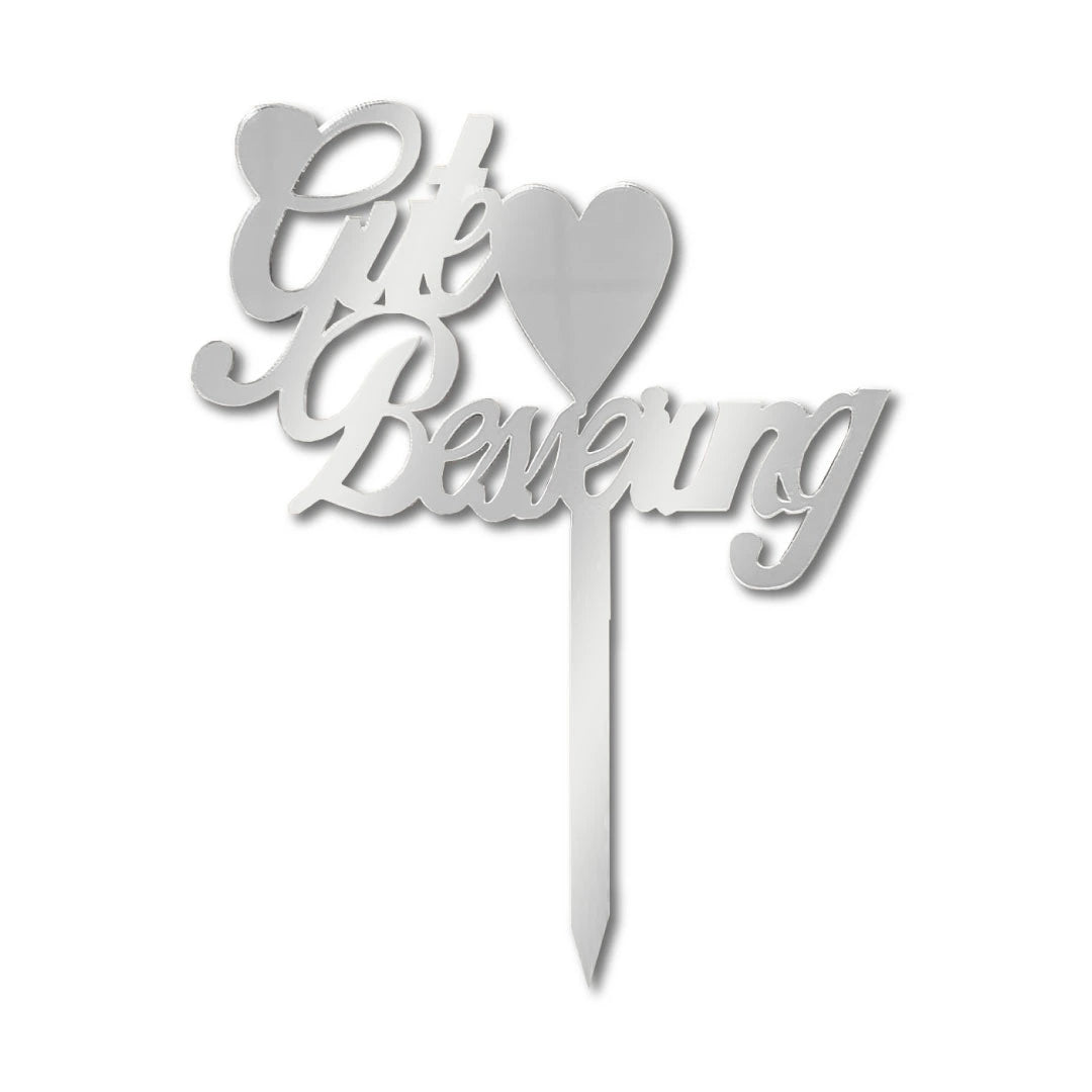 Cake Topper Get Well Soon with Heart Silver