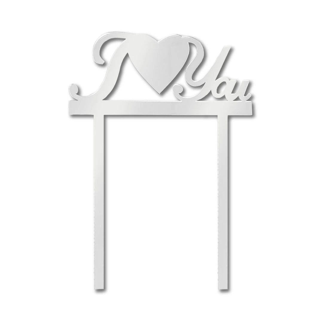 Cake topper numbers silver-I-Love_You