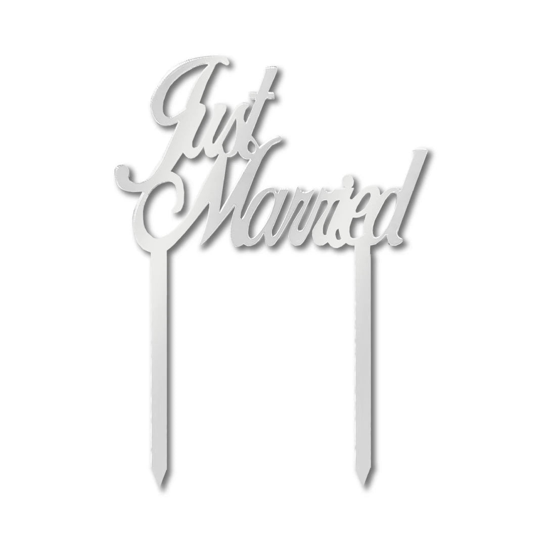 Cake-Topper "Just Married" Silber