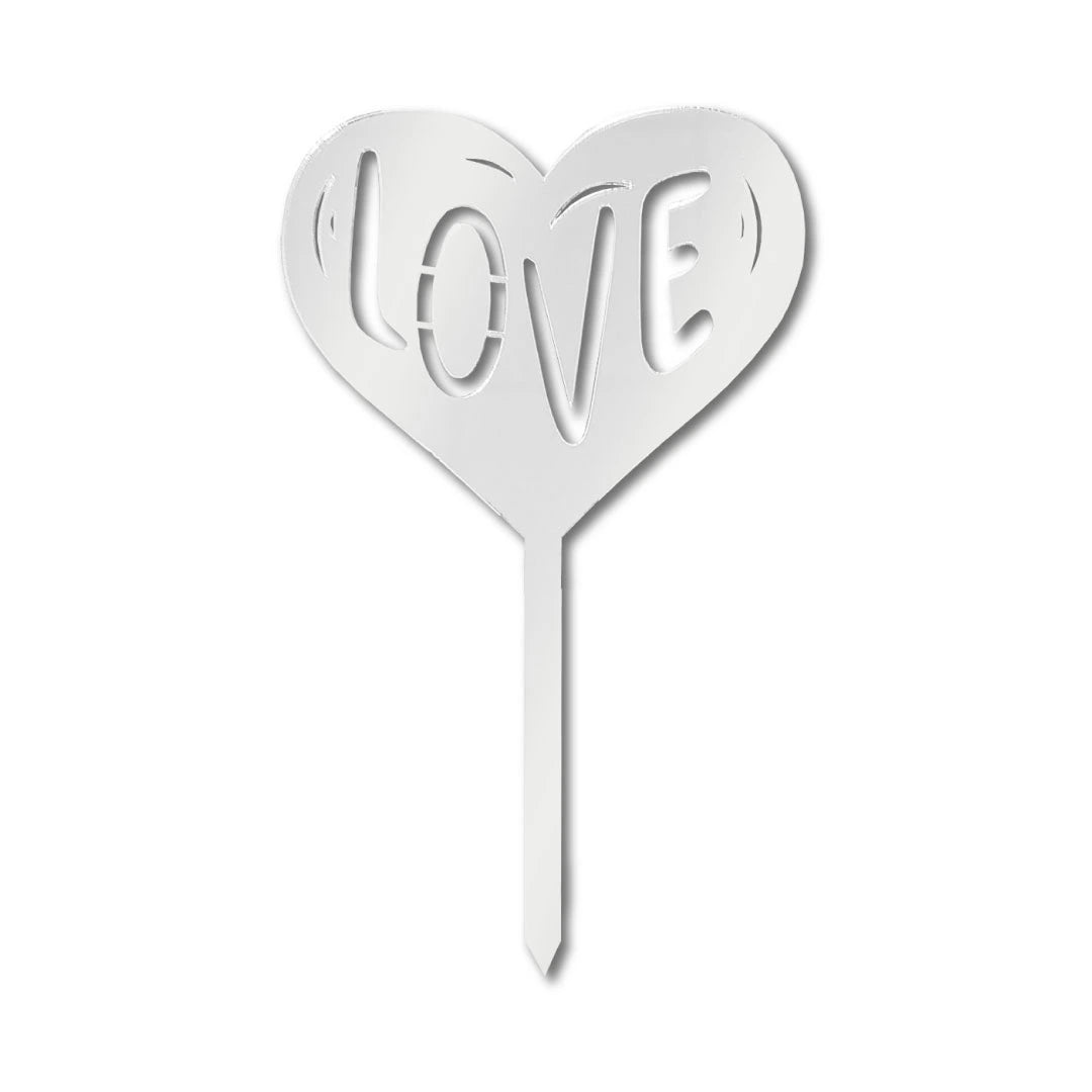 Cake Topper "Love with Heart" Silver