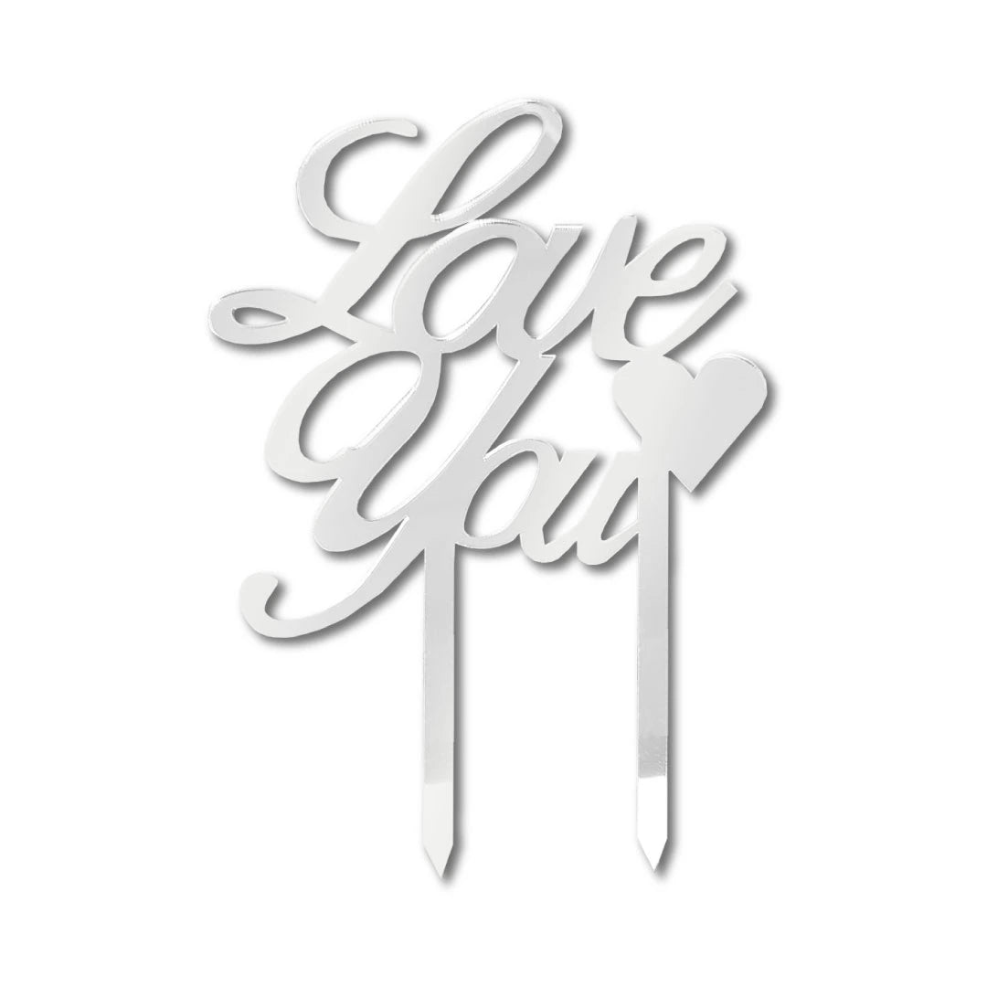 Cake-Topper "LoveYou" Silber