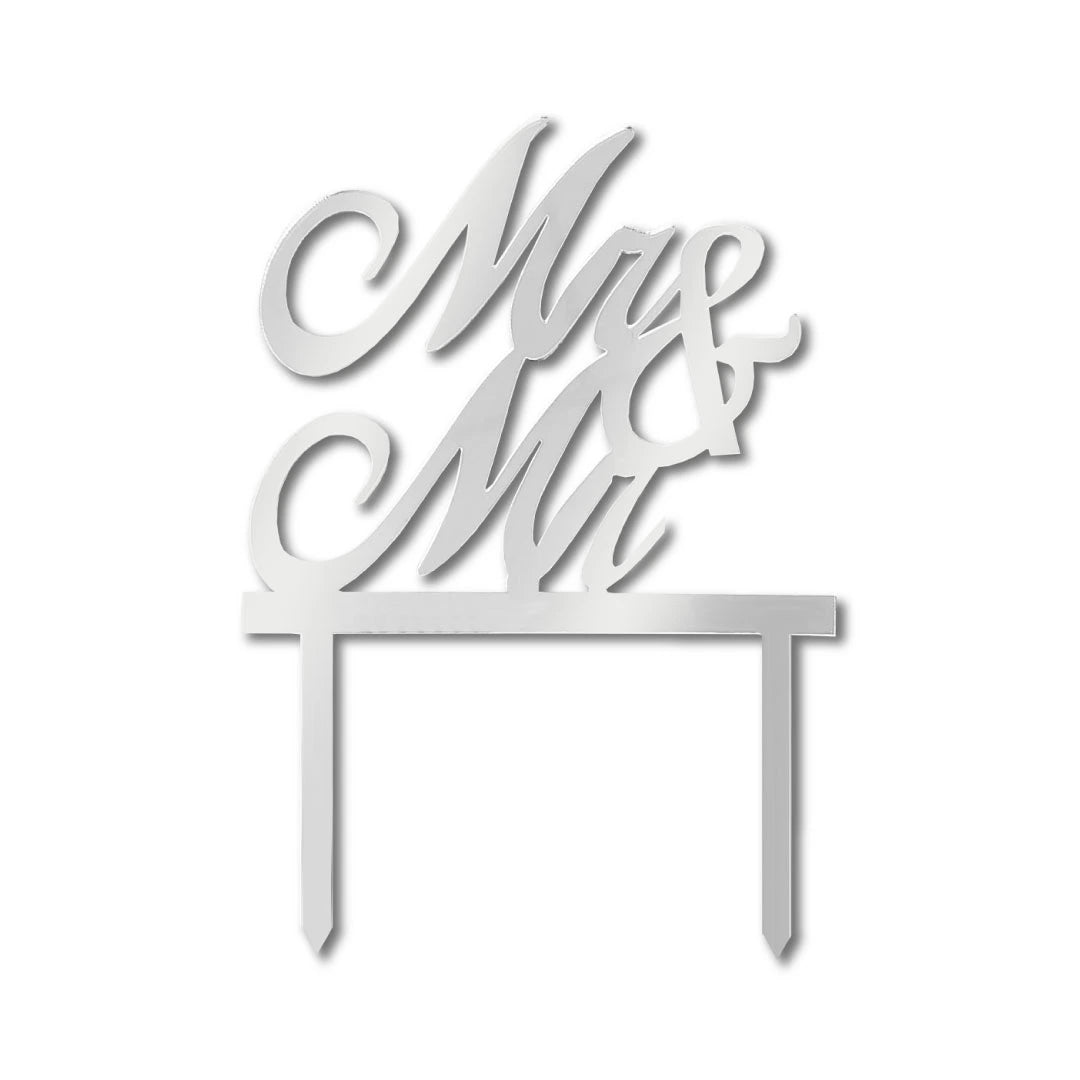 Cake-Topper "Mr&amp;Mr" Silber