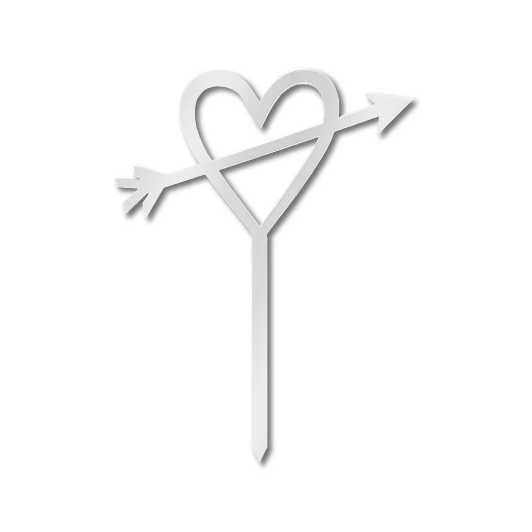 Cake Topper Numbers Silver Heart