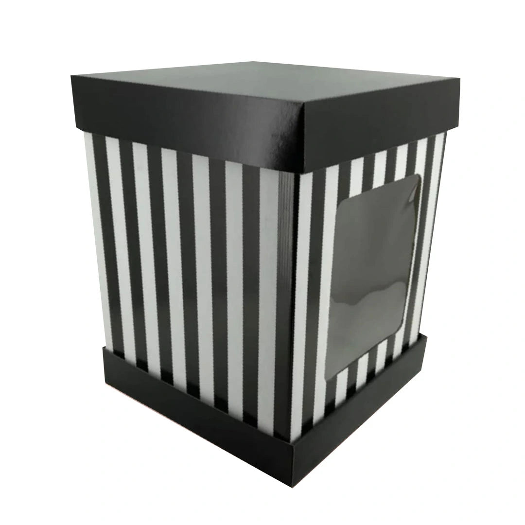 Tortenbox Luxury Pro Schwarz Streifen schwarze deckel 36x36x50cm